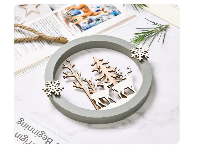 Round Wall Hanging with Elk Ornament Decoration