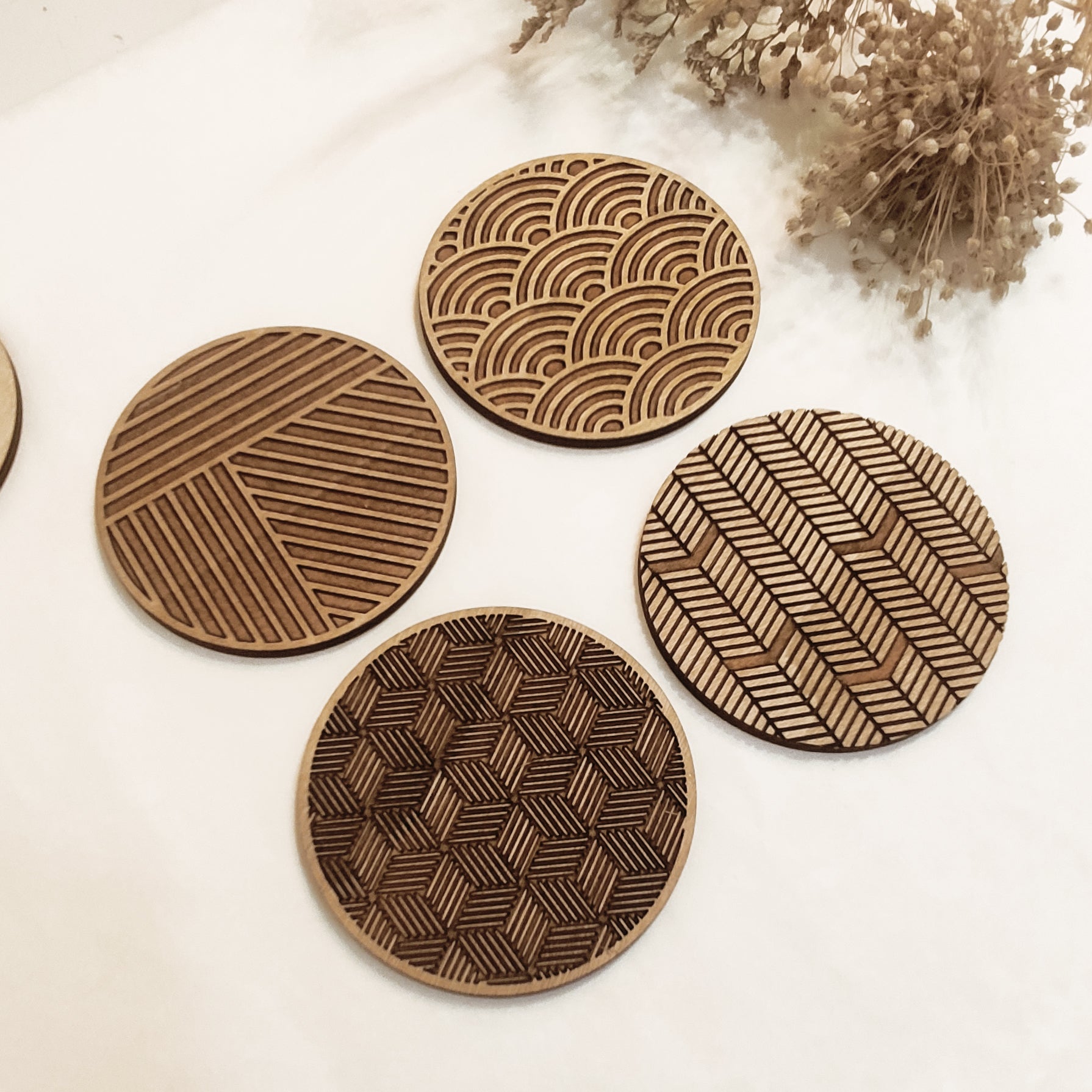 Set of 4 Geometric Wooden Coasters -1