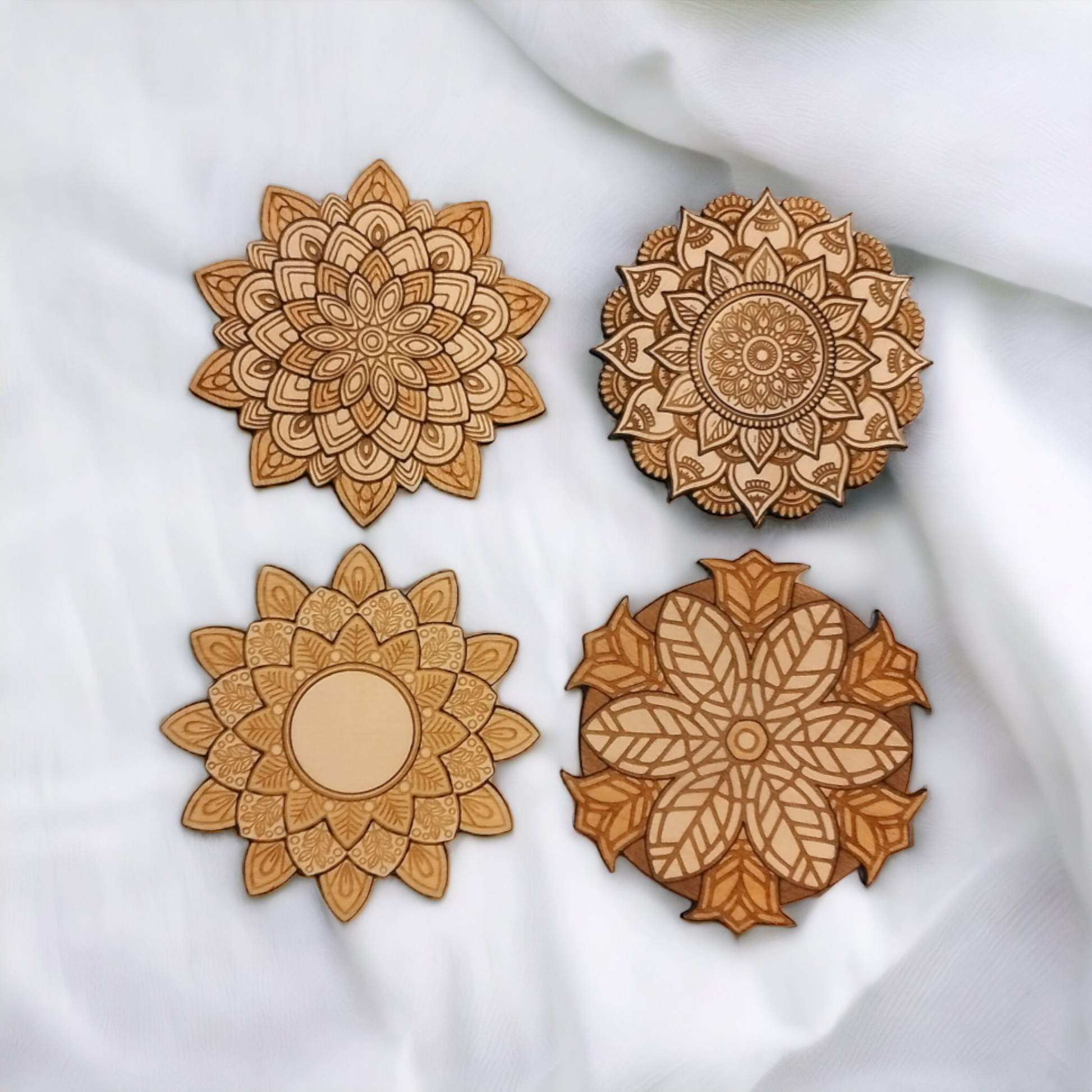 Set of 4 Mandala Wooden Coasters-0