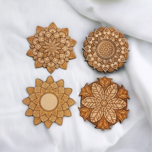 Set of 4 Mandala Wooden Coasters-0