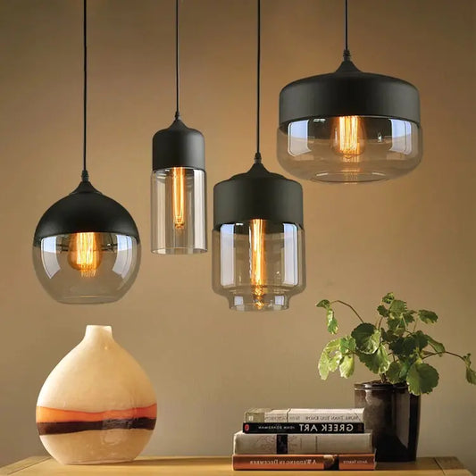 Nordic Industrial Style Glass Pendant LED Light Fixture