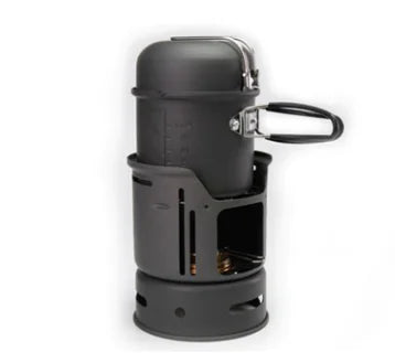 Outdoor Windproof Alcohol Stove with Camping Pot Set