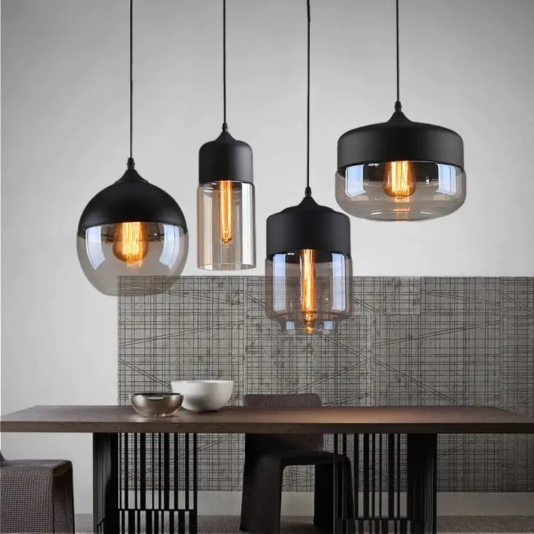 Nordic Industrial Style Glass Pendant LED Light Fixture