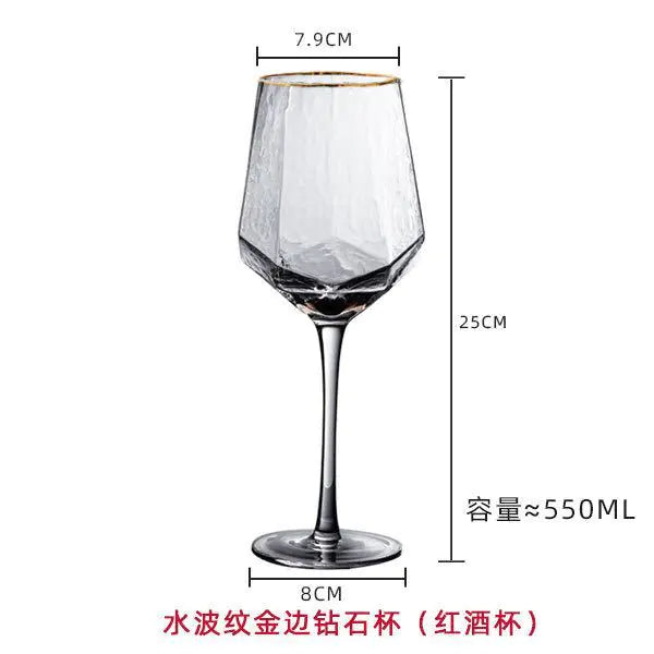 Wholesale Nordic Vintage Hammered Glass Wine Goblet