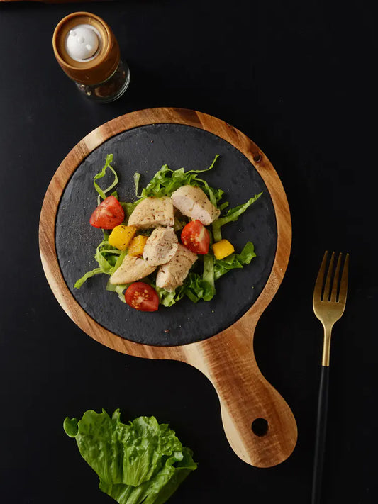Black Wooden Pizza Tray and Platter