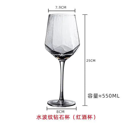 Wholesale Nordic Vintage Hammered Glass Wine Goblet